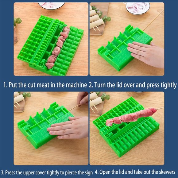 Professional Grade Skewers Kebab Maker Barbecue Stringer Box Machine Beef Pork M - Picture 3 of 12